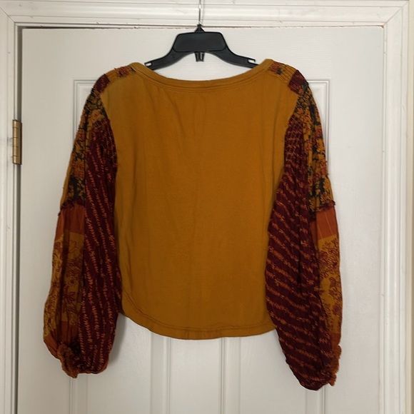 Free People - Light Magic Henley - Bohemian Mustard and Rust Top- size S - Picture 3 of 6